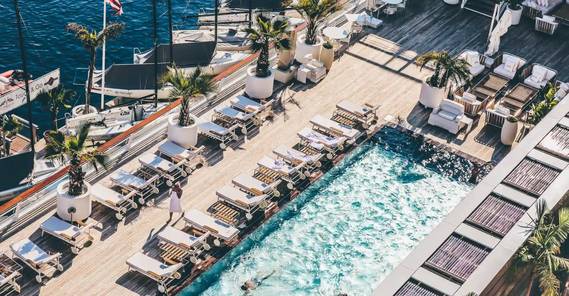 luxury resort pool by the marina